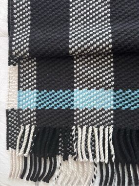 Burberry Black & White Throw Blanket with Teal Accents